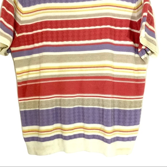 Alfred Dunner Knit Half Zip Colorful Stripe Short Sleeves Sweater Top Small 70s - Picture 6 of 10